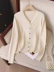 Women's Thin V-Neck Casual Sweater Cardigan