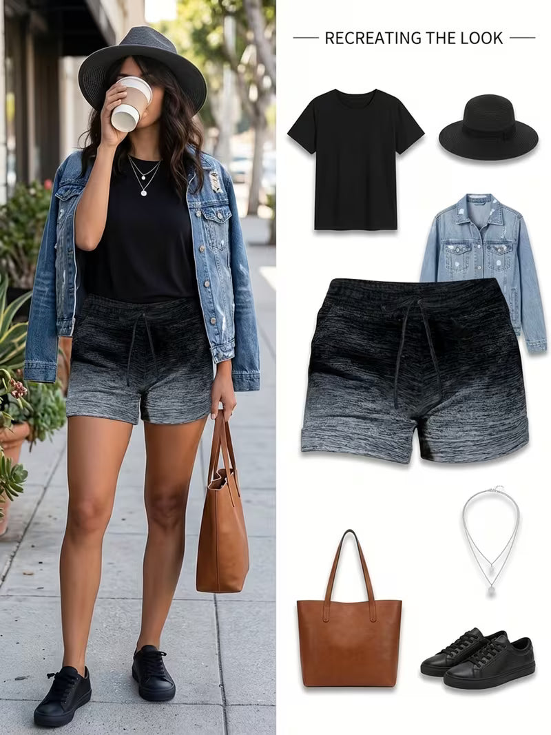 Women's Gradient Print Trendy Street Shorts