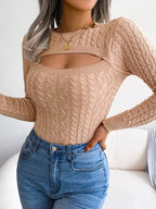 Women's Hollow-Out Twist Slim-Fit Pullover Sweater