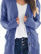 Women's Olive Green Cable Knit Cardigan