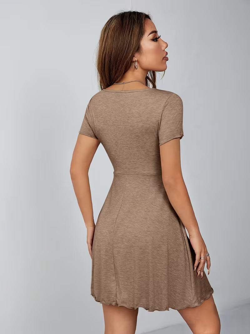 Women's Drawstring Knot Front Summer Dress