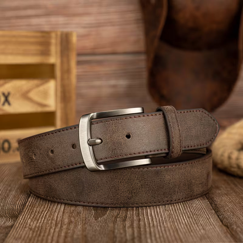 Women's Distressed PU Buckle Belt