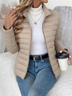 Women's Slim-Fit Stand Collar Padded Cropped Jacket