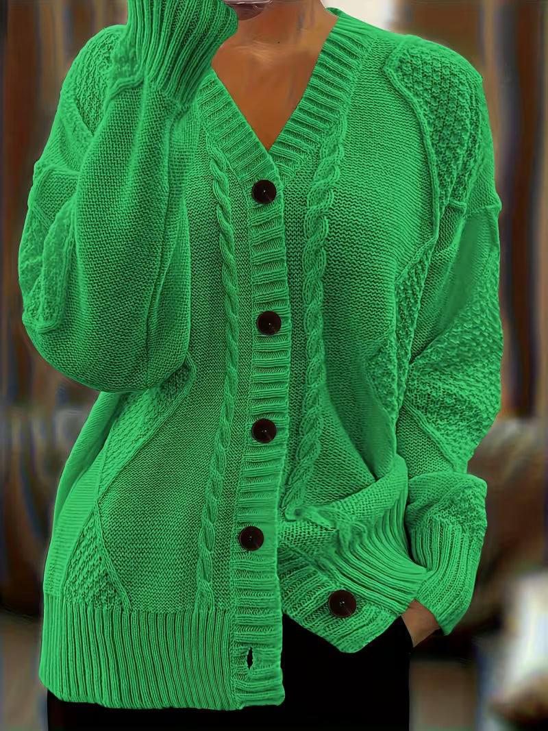 Women's Plus Size Drop Twist Cable Cardigan