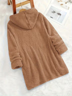 Women's Teddy Bear Print Fleece Hooded Pullover