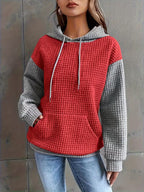 Women's Waffle Color-Block Hooded Sweatshirt