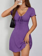Women's Drawstring Knot Front Summer Dress