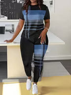 Women's Printed T-Shirt & Pants Two-Piece Set