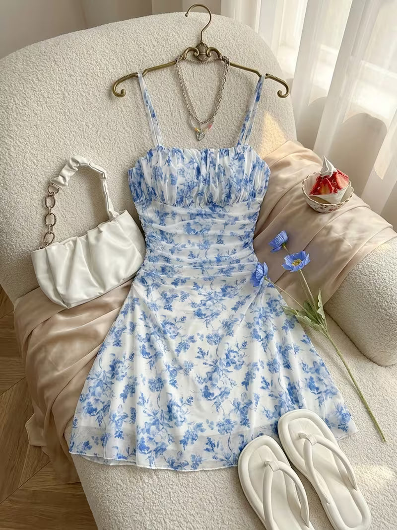 Women's Floral Mesh Backless Vacation Dress