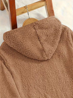 Women's Teddy Bear Print Fleece Hooded Pullover