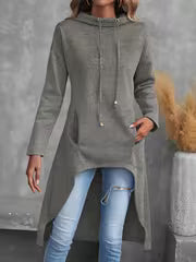 Women's Hi-Low Hem Drawstring Hoodie