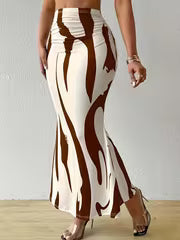 Women's Zebra Print High-Waisted Fishtail Pencil Skirt