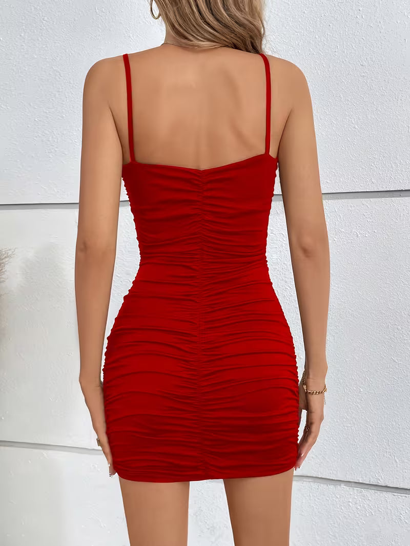 Women's Crisscross V-Neck Suspender Bodycon Dress