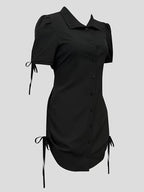 Women's Elegant Short Sleeve Shirt Dress with Belt