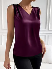 Women's Elegant Satin V-Neck Sleeveless Vest