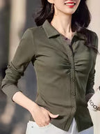 Women's Long-Sleeve Lapel T-Shirt for Spring & Summer