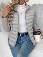 Women's Slim-Fit Stand Collar Padded Cropped Jacket