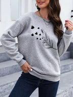 Women's Fleece-Lined Love Print Sweatshirt