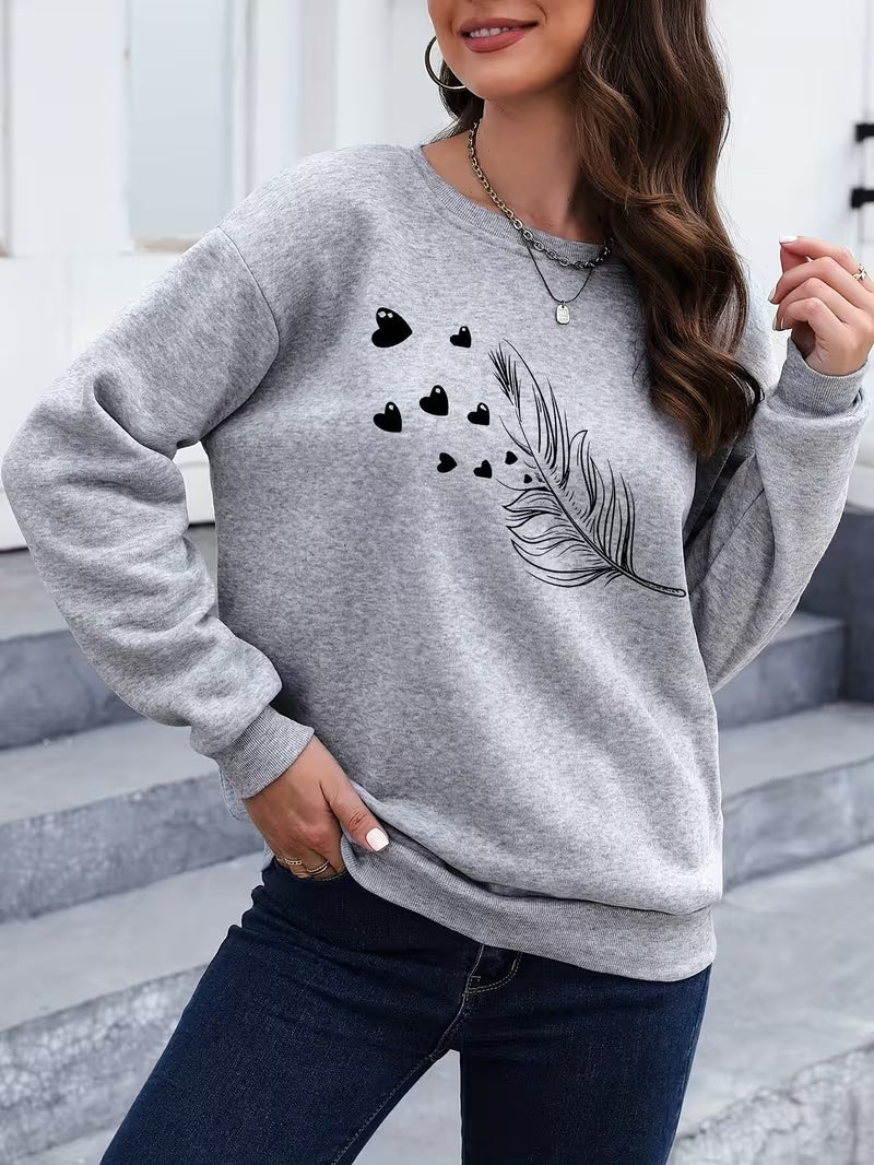 Women's Fleece-Lined Love Print Sweatshirt