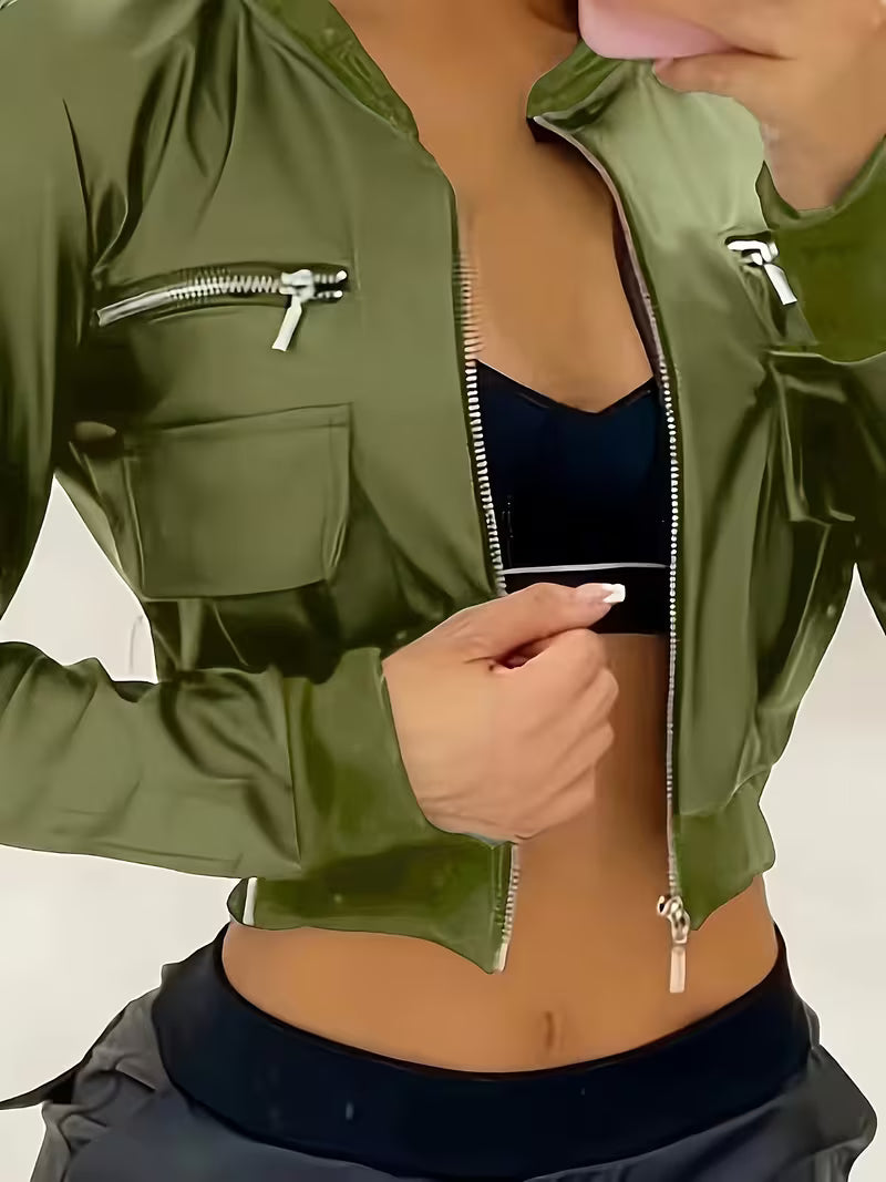 Women's Stylish Zipper Short Jacket