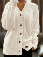 Women's Plus Size Drop Twist Cable Cardigan