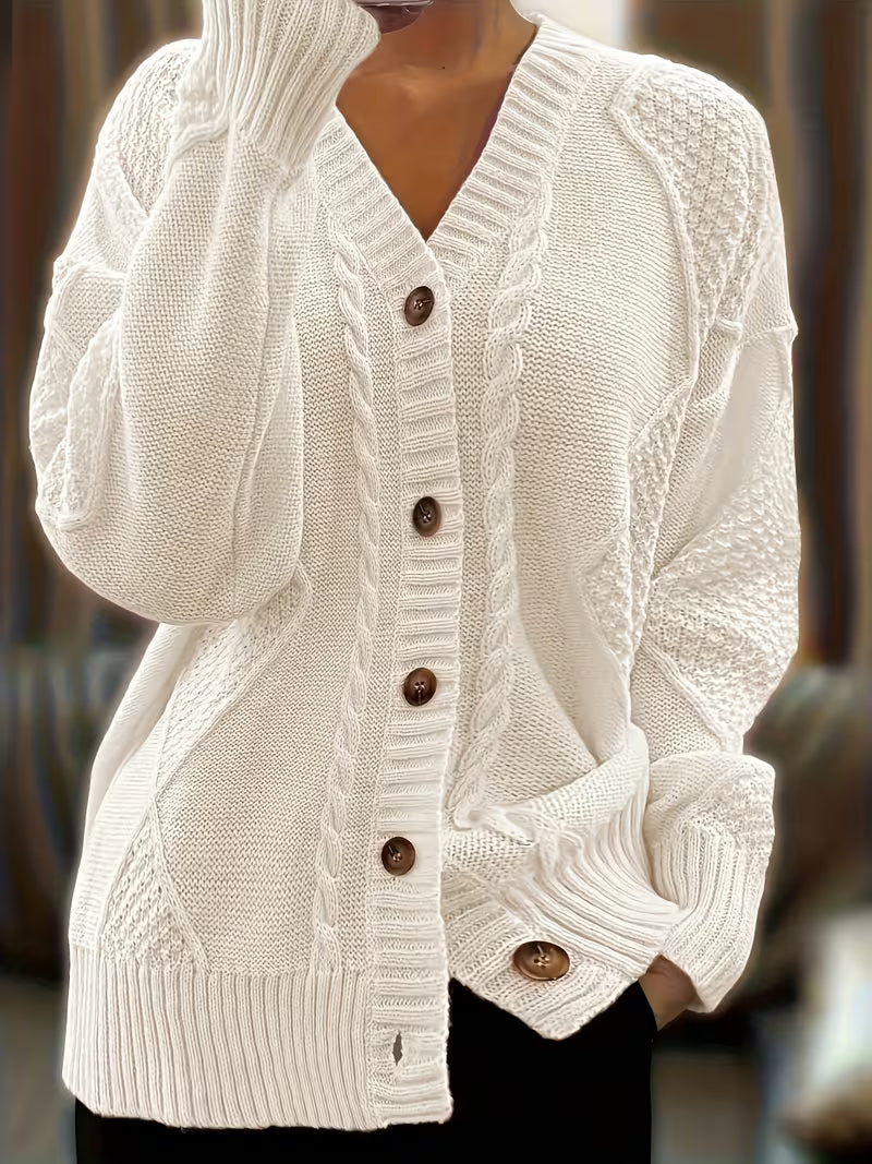 Women's Plus Size Drop Twist Cable Cardigan