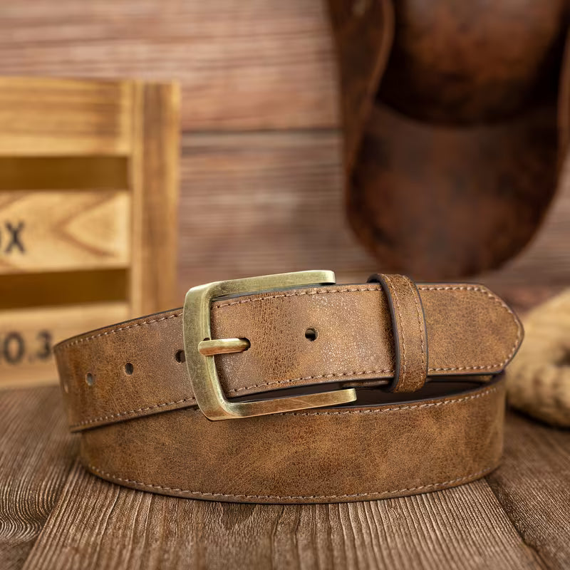 Women's Distressed PU Buckle Belt
