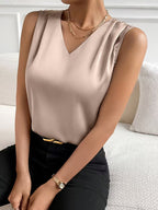 Women's Elegant Satin V-Neck Sleeveless Vest