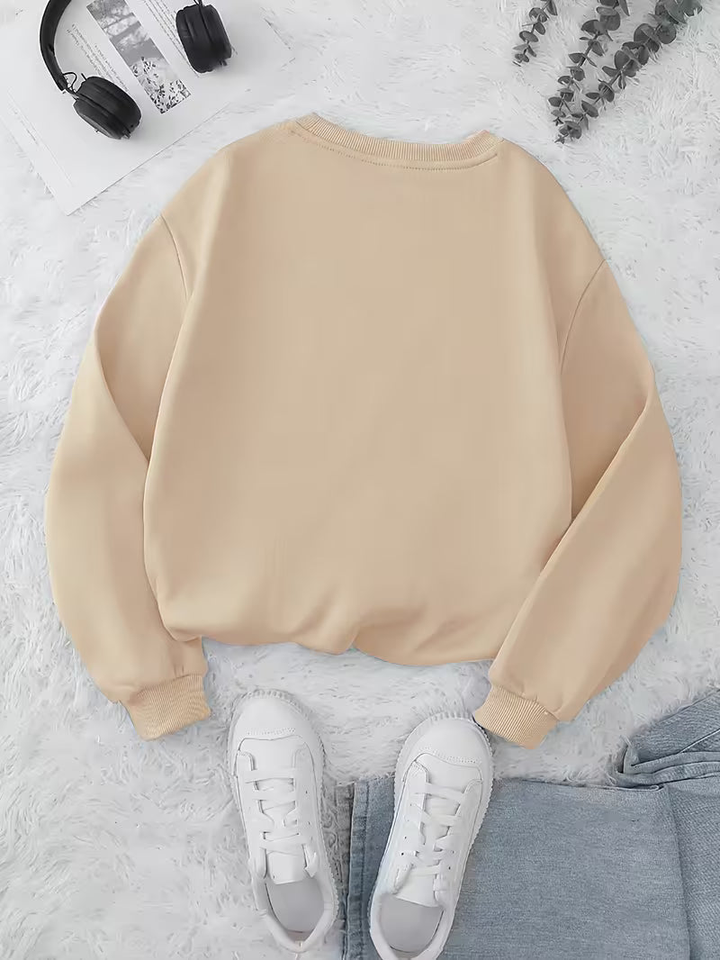 Women's Round Neck Letter Print Casual Sweatshirt