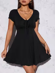 Women's Drawstring Knot Front Summer Dress