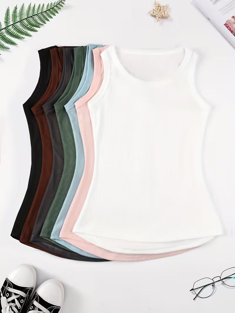 Women's Ribbed Long Tank Top, Slim Fit