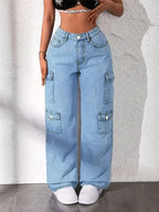 Women's Plus Size Multi-Pocket Cargo Jeans