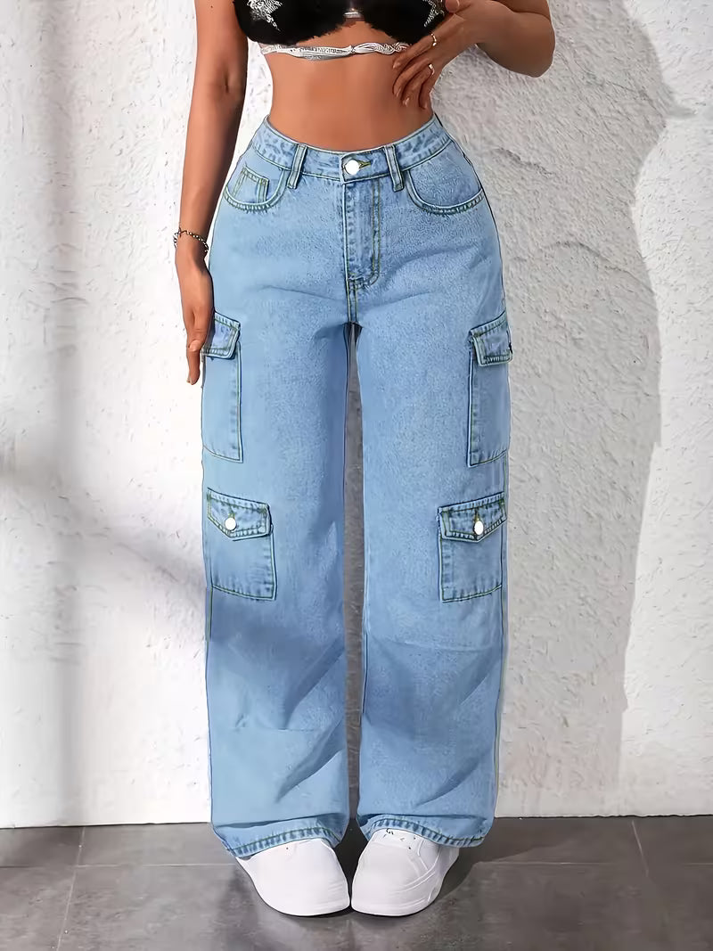 Women's Plus Size Multi-Pocket Cargo Jeans