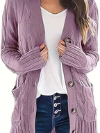 Women's Olive Green Cable Knit Cardigan