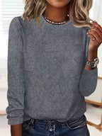 Women's Crew Neck Long Sleeve T-Shirt for Spring & Fall