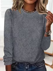 Women's Crew Neck Long Sleeve T-Shirt for Spring & Fall