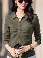 Women's Long-Sleeve Lapel T-Shirt for Spring & Summer
