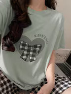 Women's Bow Tie Heart Print Pajama Set