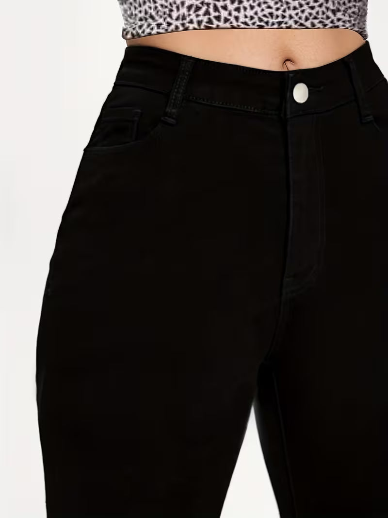 Women's High-Waisted Slim Fit Mock Jeans