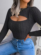 Women's Hollow-Out Twist Slim-Fit Pullover Sweater