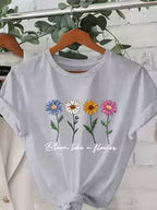 Women's Geometric Print Casual T-Shirt, Relaxed Fit