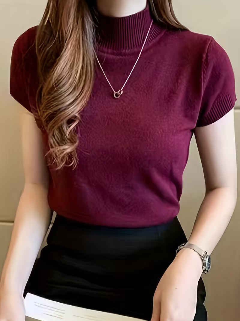 Women's Ice Fiber Half-Collar Short Sleeve Pullover