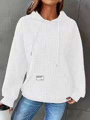 Women's Waffle Knit Hooded Sweatshirt for Fall & Winter