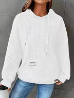 Women's Waffle Knit Hooded Sweatshirt for Fall & Winter
