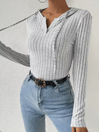 Women's Hooded Ribbed Striped Bodycon Jumpsuit
