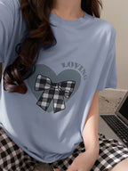 Women's Bow Tie Heart Print Pajama Set