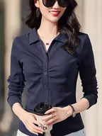 Women's Long-Sleeve Lapel T-Shirt for Spring & Summer