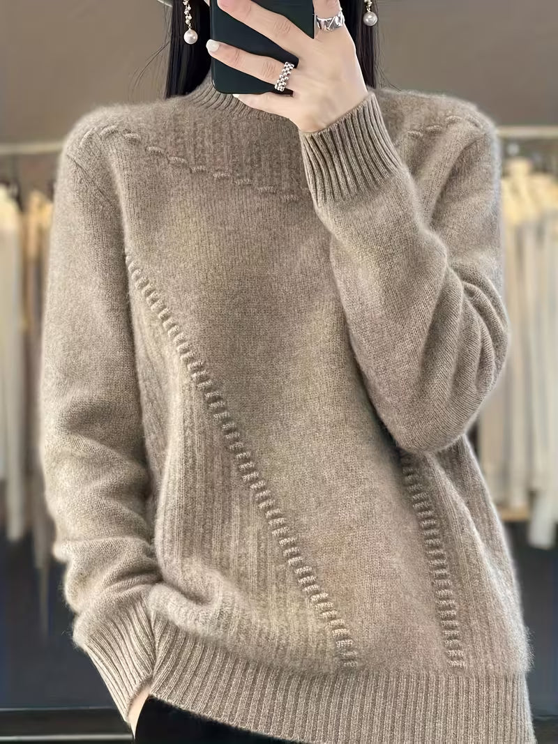 Women's Plus Size Semi-High Neck Casual Pullover