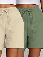 Women's Casual Drawstring Shorts, 2-Piece Set