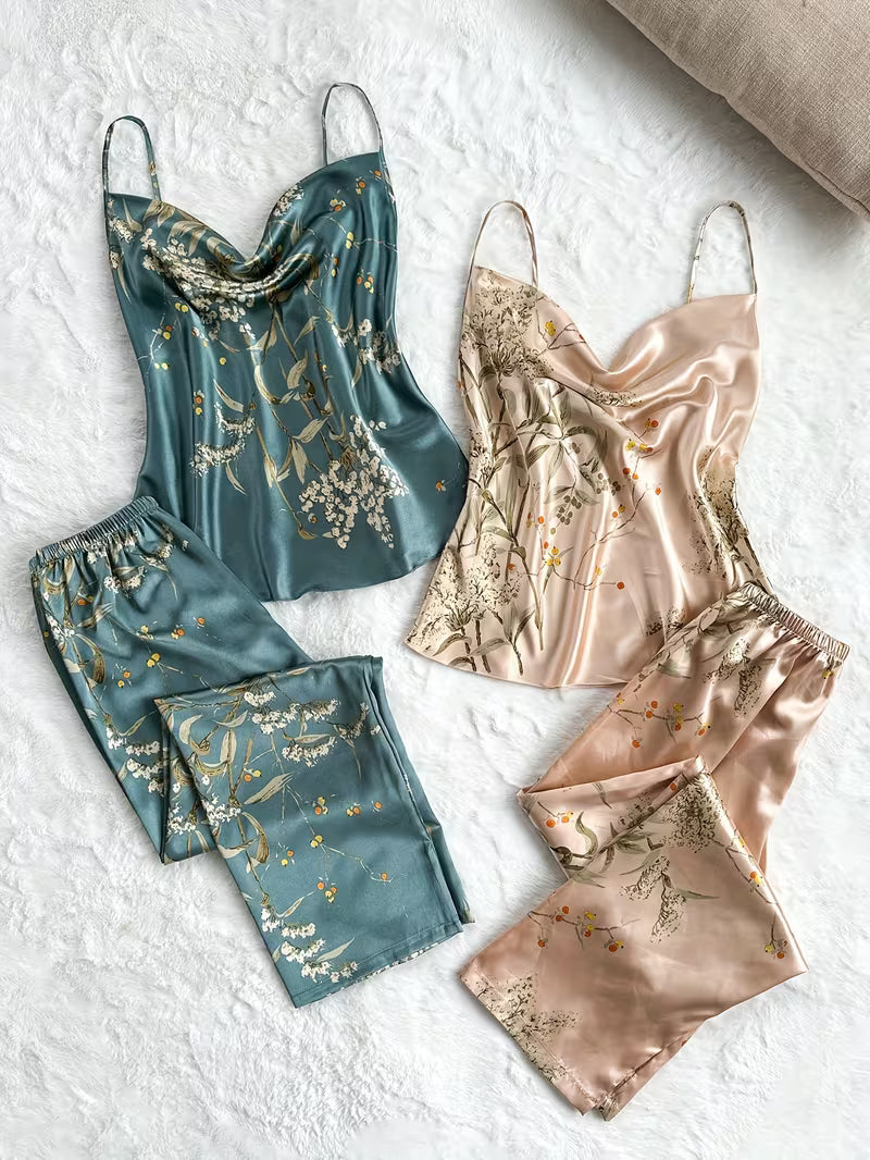 Women's Printed Turtleneck 4pc Pajama Set